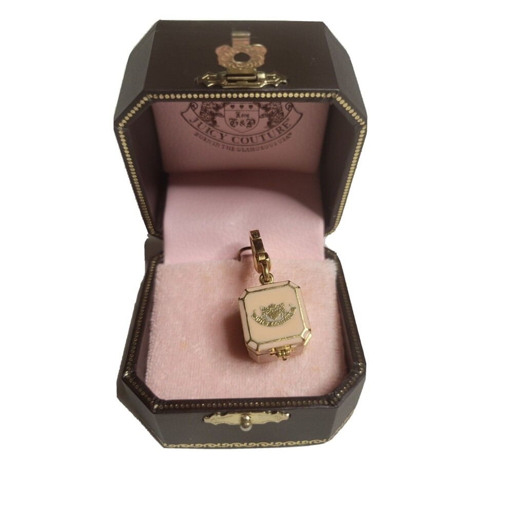 RARE Juicy Couture Charm/Jewelry Box Charm Movable Crystal Heart Charm Inside CZ